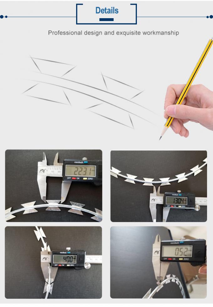 ISO9001 Stainless Steel pvc coated  Razor Barbed Wire Fencing 5m To 15m 3