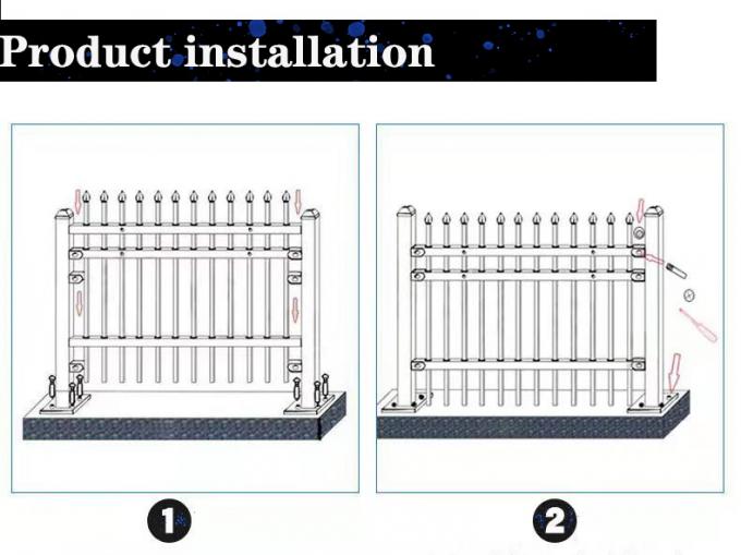 Wholesale 6ftx8ft garden black picket fence Wrought Iron Fence 2