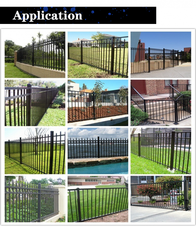 Wholesale 6ftx8ft garden black picket fence Wrought Iron Fence 3